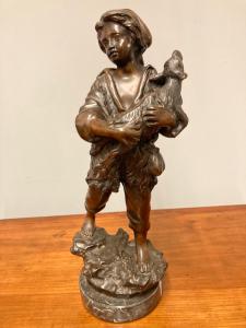 Antike Bronze Schäferin Antonio Cinque Neapel Ende des 19. Jahrhunderts . Höhe 41 cm